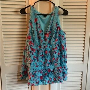 Torrid Relaxed Blue Ruffled Tank Top